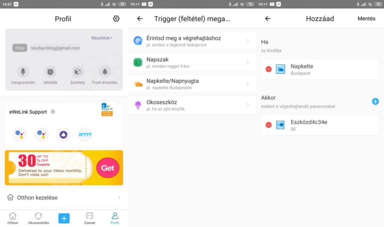 Sonoff Micro USB kapcsoló teszt 9