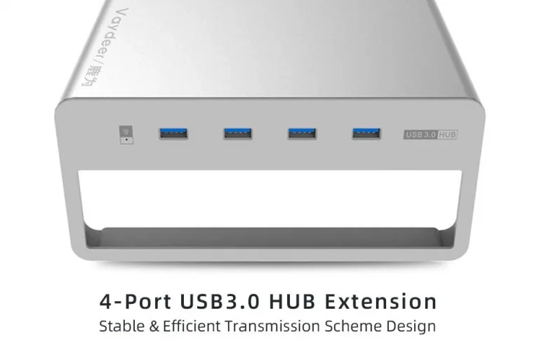 USB 3.0-s hubbal felszerelt Vaydeer alumínium monitorállvány 3