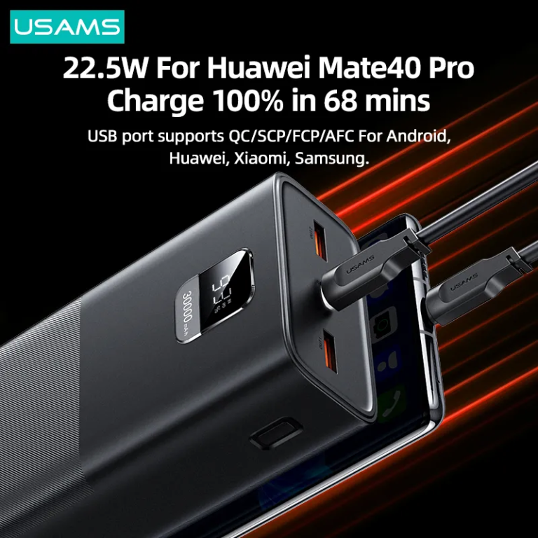 65 wattos gyorstöltésű és 30 Ah-s kapacitású Usams aksi 5