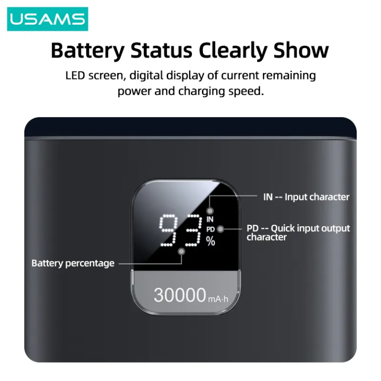 65 wattos gyorstöltésű és 30 Ah-s kapacitású Usams aksi 7