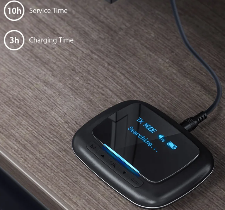 Akkumulátoros, OLED kijelzős audio transzmitter EU raktárból 4