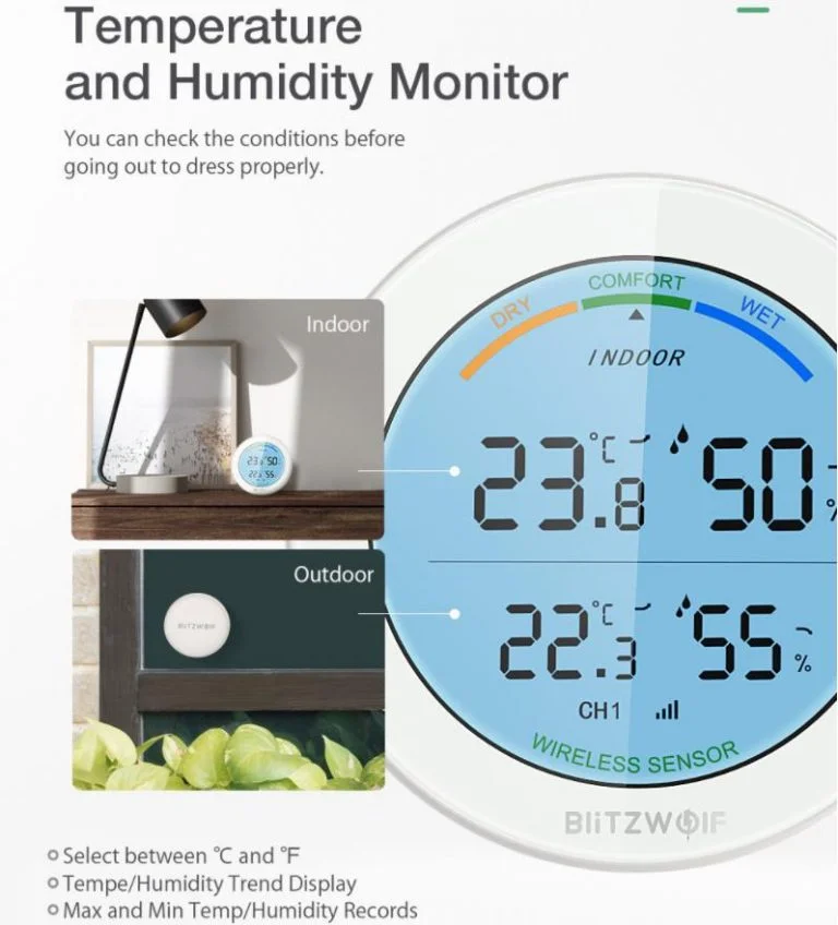 Szuper áron rendelhető a kerek BlitzWolf időjárás állomás 5