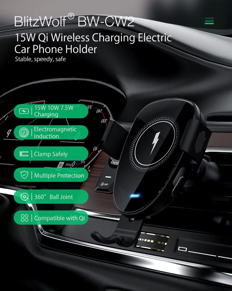 Leértékelték a BlitzWolf közkedvelt vezeték nélküli autós töltőjét 2