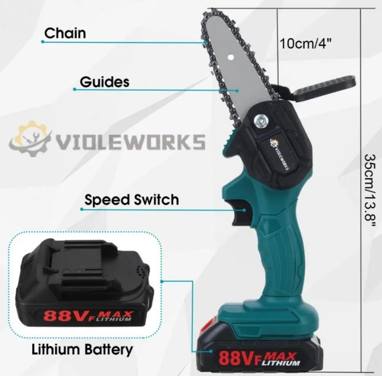 Aprópénzért vihető a két aksis, egykezes láncfűrész Banggoodról 8