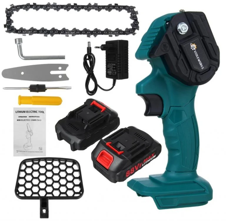 Aprópénzért vihető a két aksis, egykezes láncfűrész Banggoodról 7