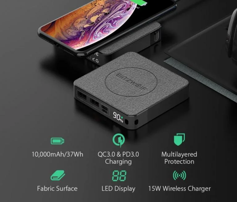 Jó áron vihető a BlitzWolf vezeték nélküli töltős powerbankje 3