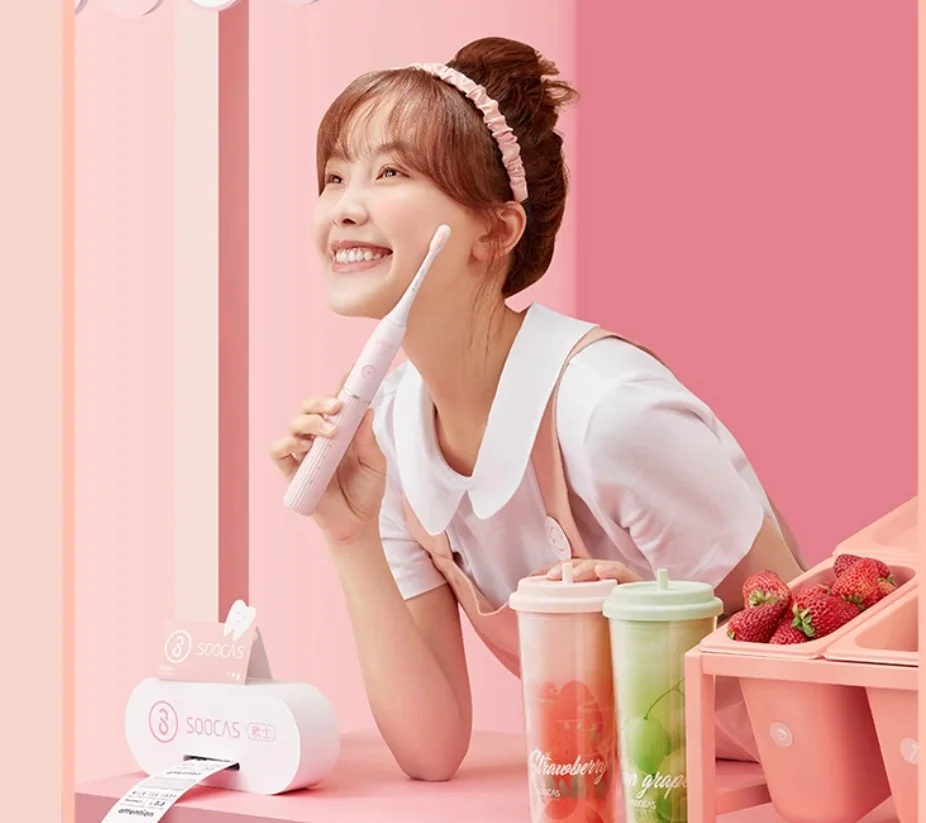 Jó áron rendelhető a Soocas tejes teával promózott fogkeféje 1