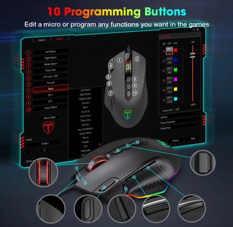 10 programozható gombja van a filléres Pictek PC257 egérnek 5