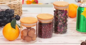 10 darab üveges tároló bambusztetővel piszok jó áron