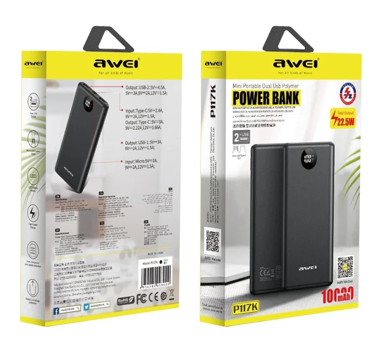 Gyorstöltős Awei power bank, sok porttal, igen olcsón 3
