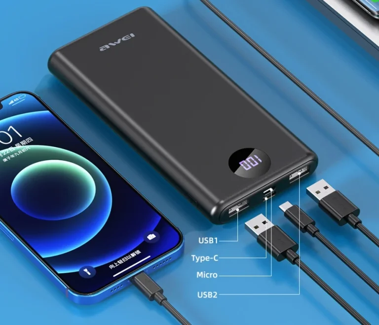 Gyorstöltős Awei power bank, sok porttal, igen olcsón 4