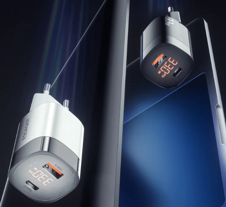 Az Essager 33 wattos töltője mutatja, hogy mennyivel tölt 2