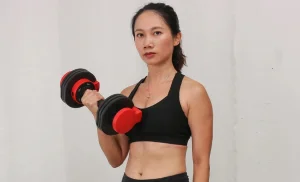 The weights on the Geemax dumbbell can be adjusted in two seconds