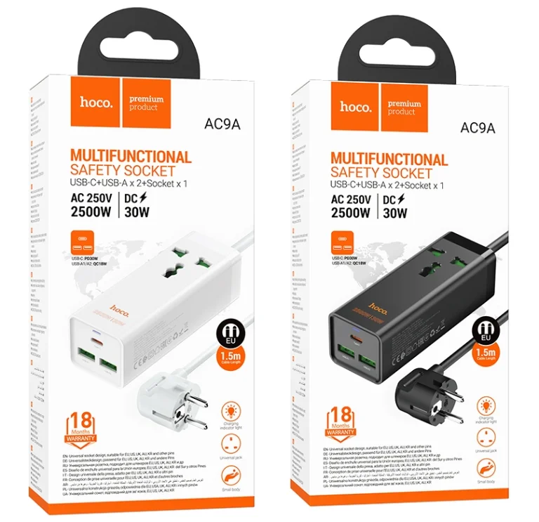 Még konnektor is van a Hoco AC9A 30 wattos töltőn 8