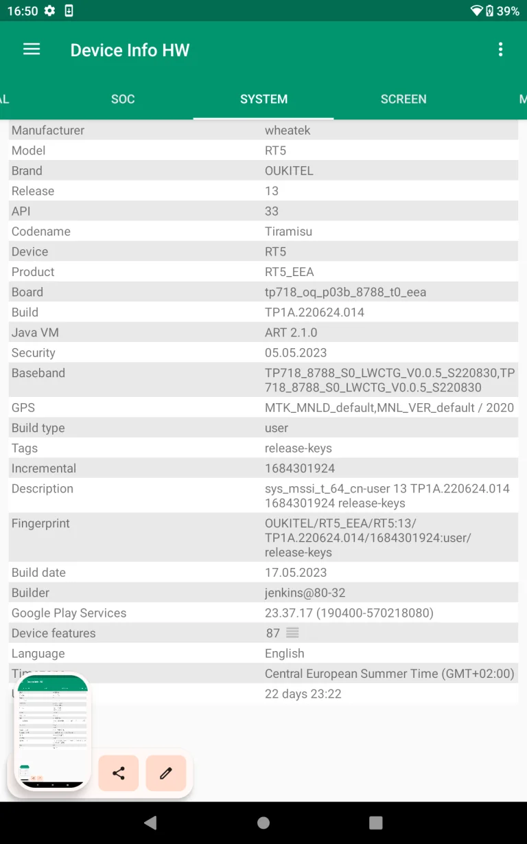 Oukitel RT5 strapatablet teszt 25