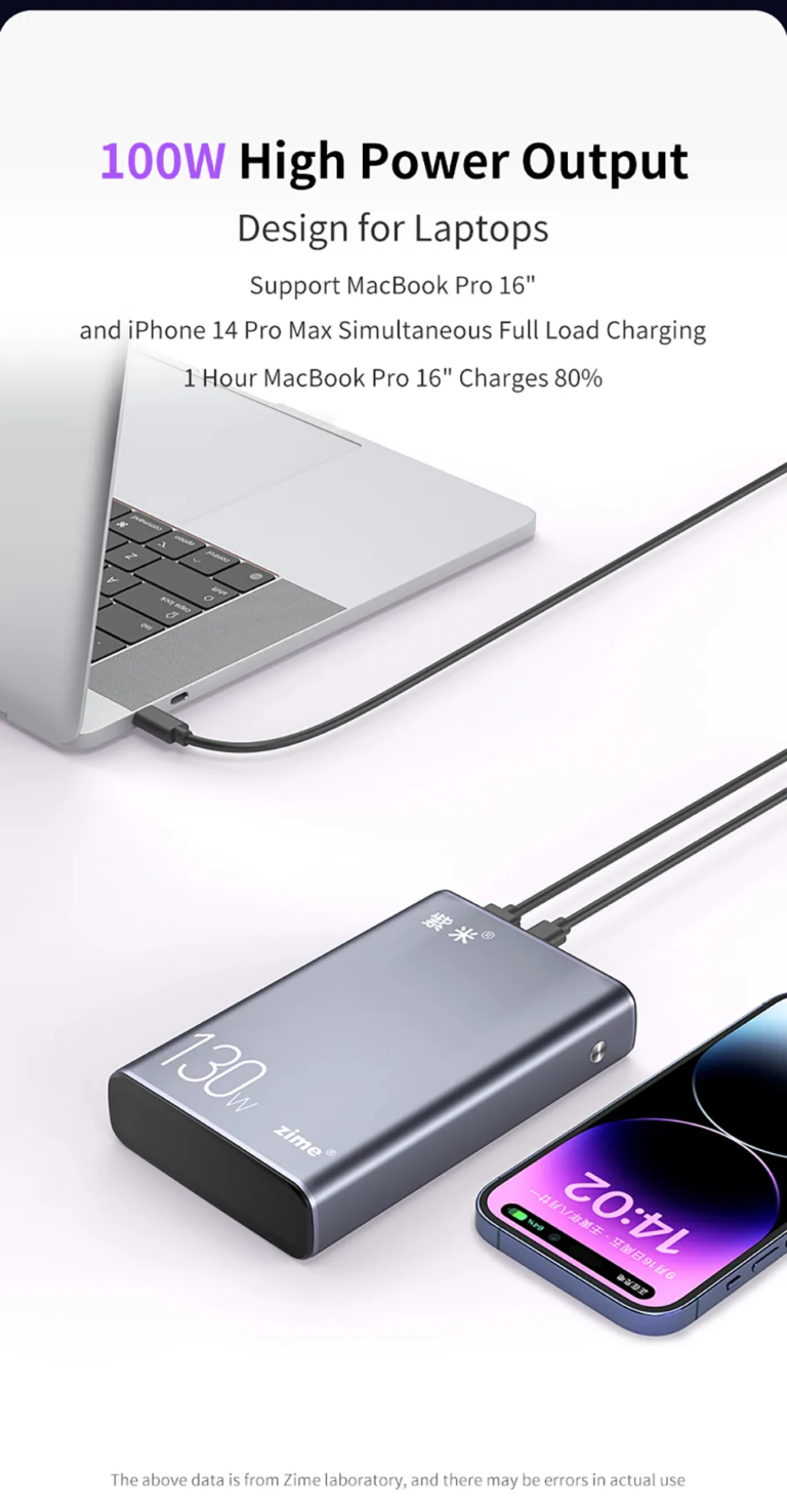 130 W-os PD töltésre képes Zime power bankot találtunk 11