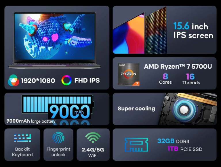 Ninkear A15 Plus egy jól felsetupolt notebook olcsón 12