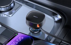 60 wattos ez a Baseus autós töltő, beépített kábellel