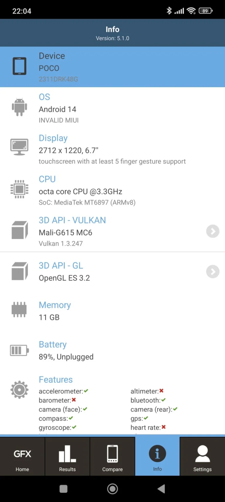 Prueba 6 del teléfono inteligente Poco X5 Pro 35G