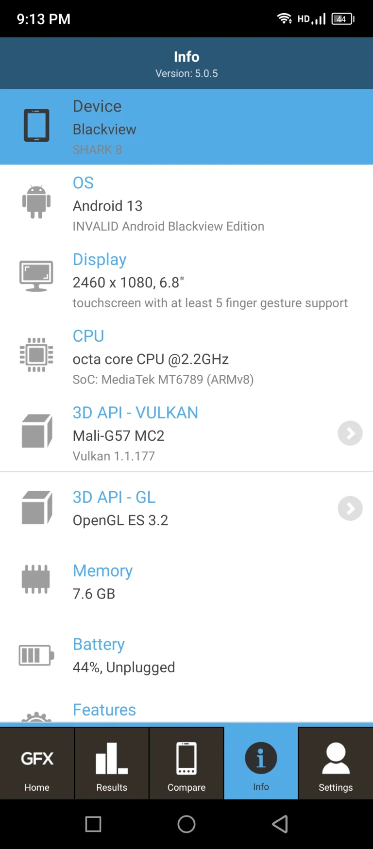 Test 8 du smartphone Blackview Shark 28
