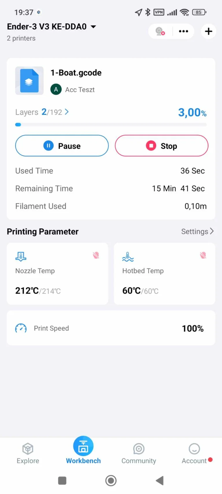 Prueba 3 de la impresora 3D Creality Ender 3 V54-KE