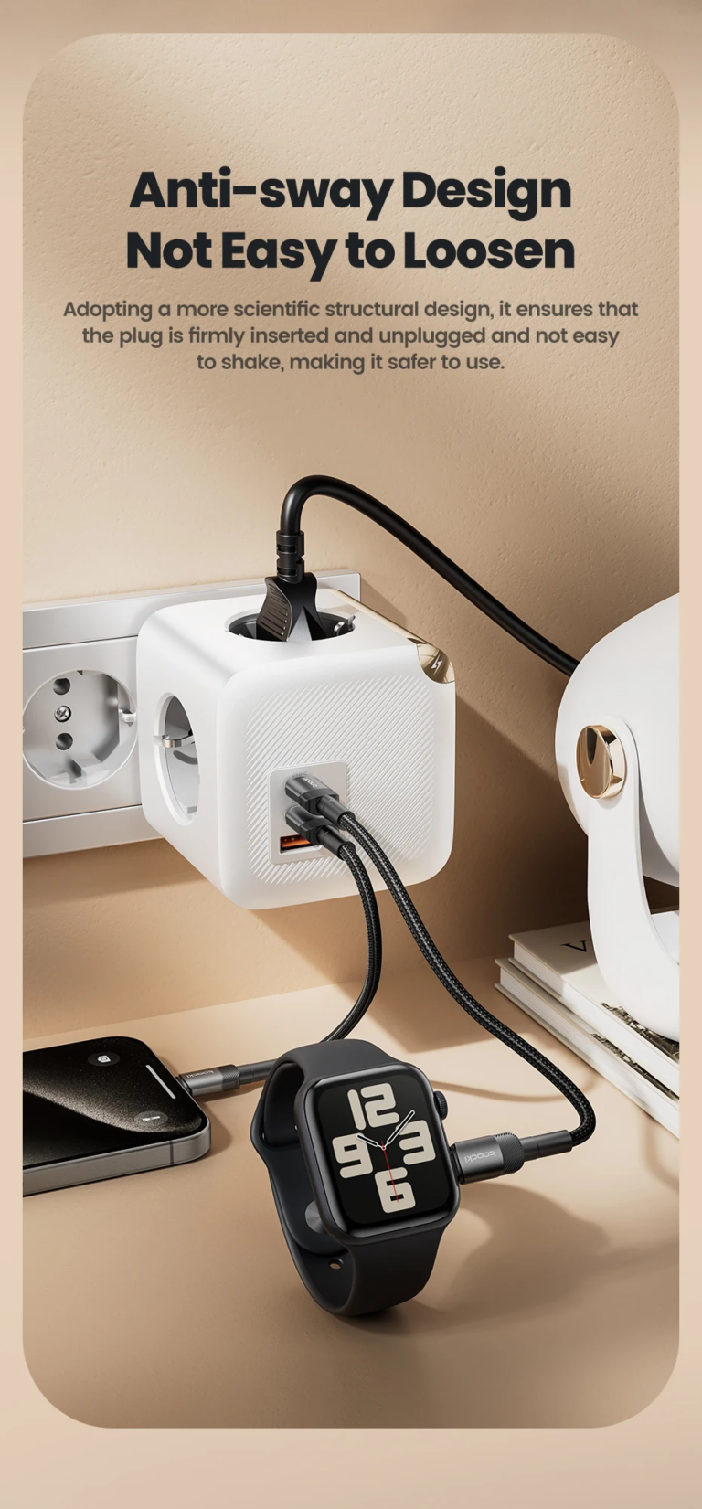 Fali USB-s töltő és hálózati elosztó egyben a Toockitól 7