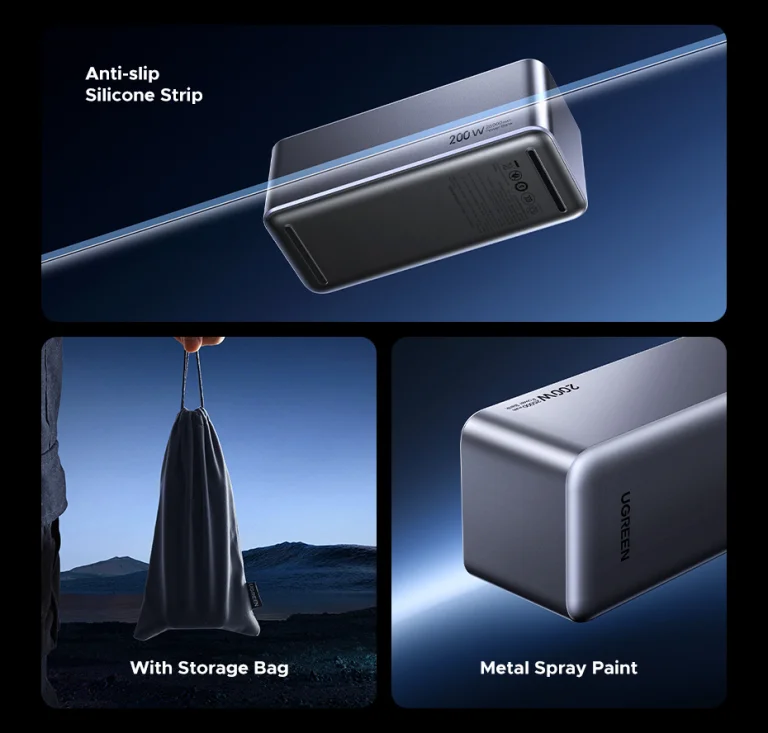 UGREEN Nexode 130 és 200 W-os power bank, két töltő-titán 3