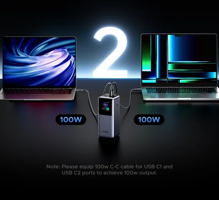 UGREEN Nexode 130 és 200 W-os power bank, két töltő-titán 4