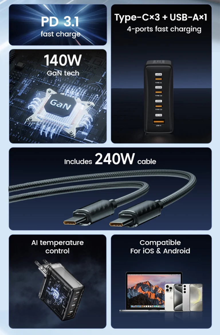 A MOVESPEED 140 W-os cucca a töltők között a protein shake 6