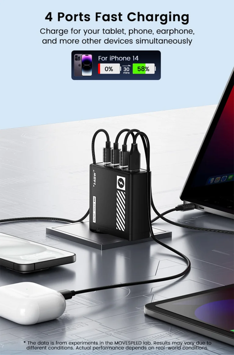 A MOVESPEED 140 W-os cucca a töltők között a protein shake 4