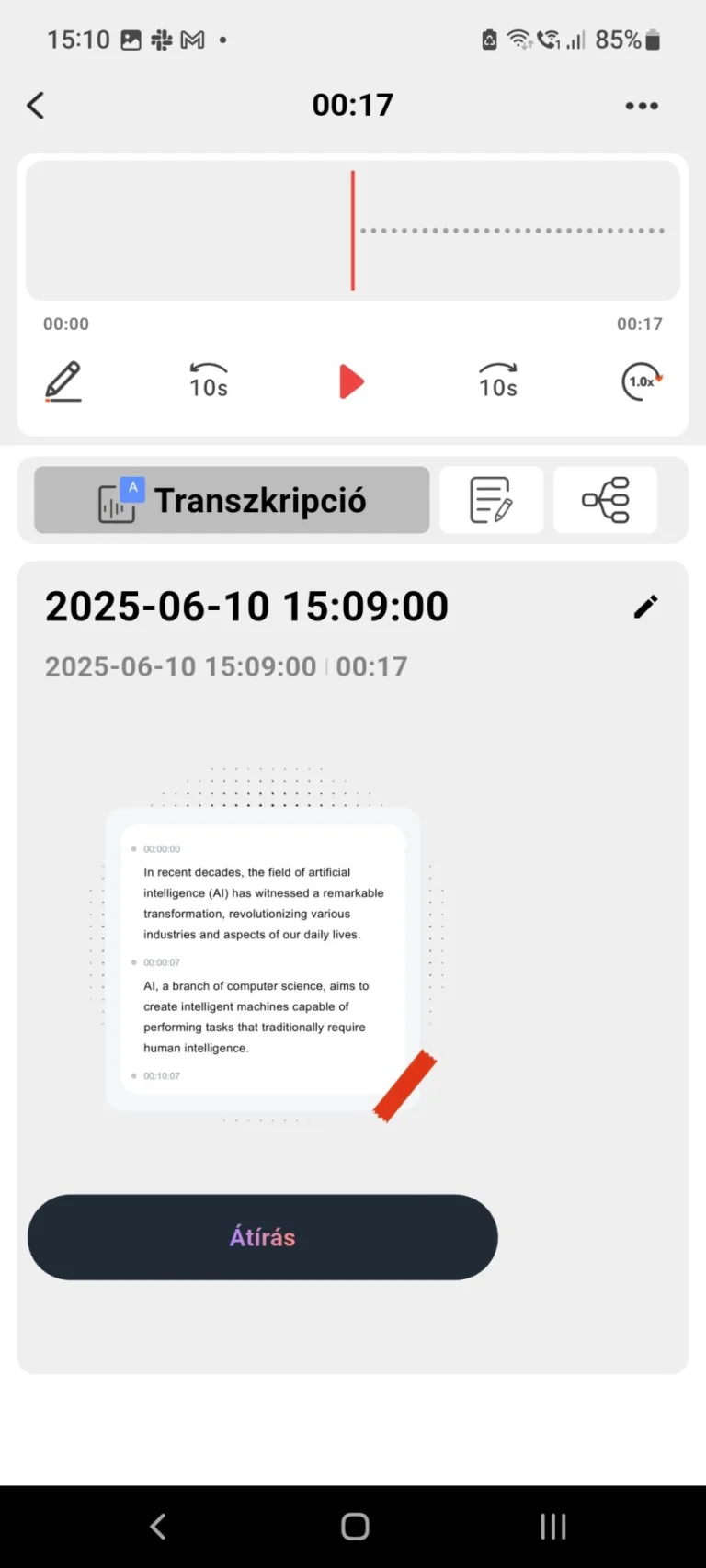 NOTE A3 AI hangrögzítő teszt 17