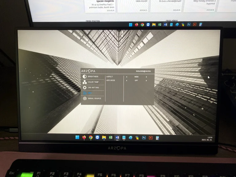 Arzopa Z1FC hordozható gamer monitor teszt 20