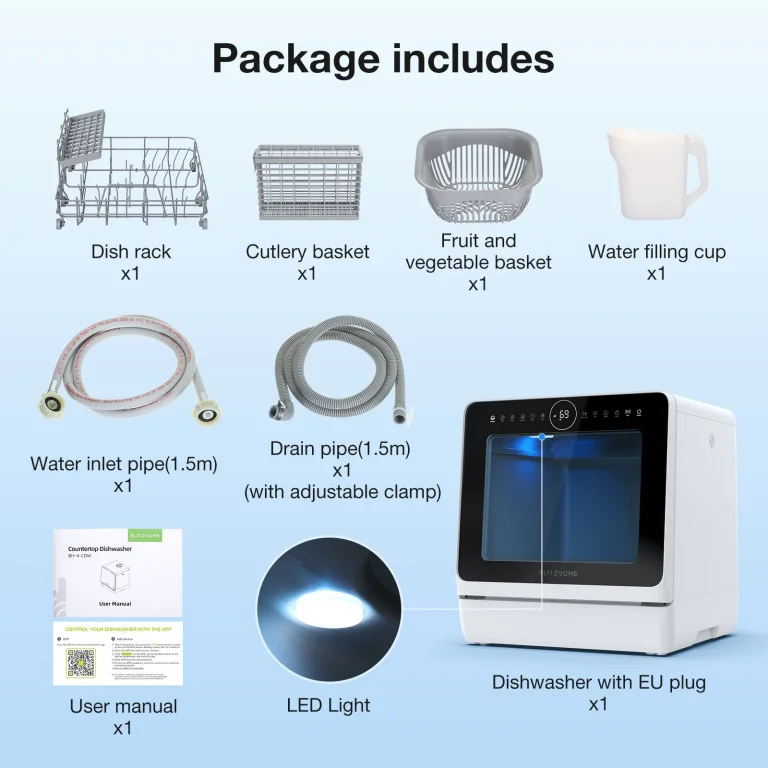 BlitzHome BH-4-CDW/BH-6-CDW hordozható mosogatógép teszt 32