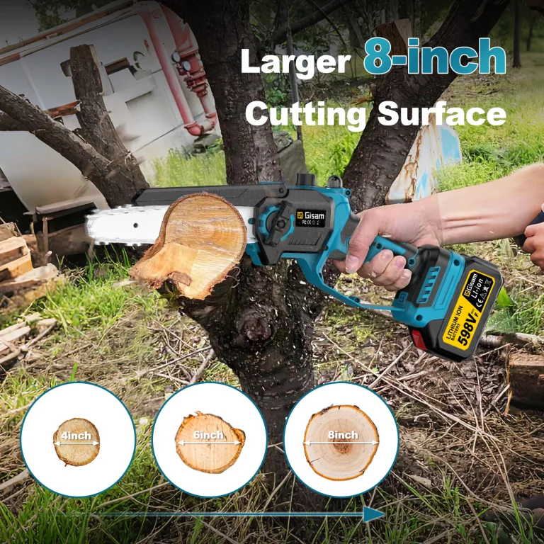 Gisam ágvágó-láncfűrész kombó a magazinos kertért 8