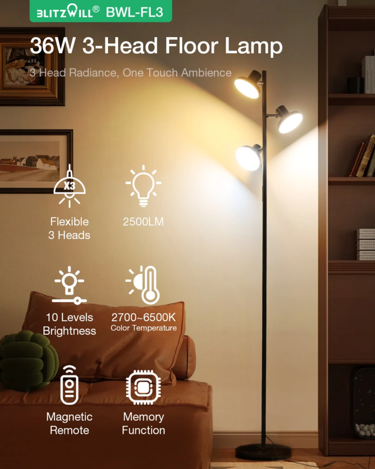 BlitzWill állólámpák: egyik háromfejű, a másik színorgia 7