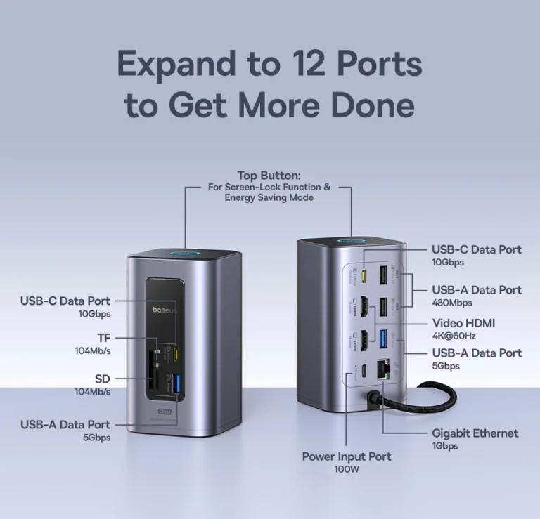 Baseus Spacemate 12 az 1-ben HUB: a fél irodát rákötheted 5