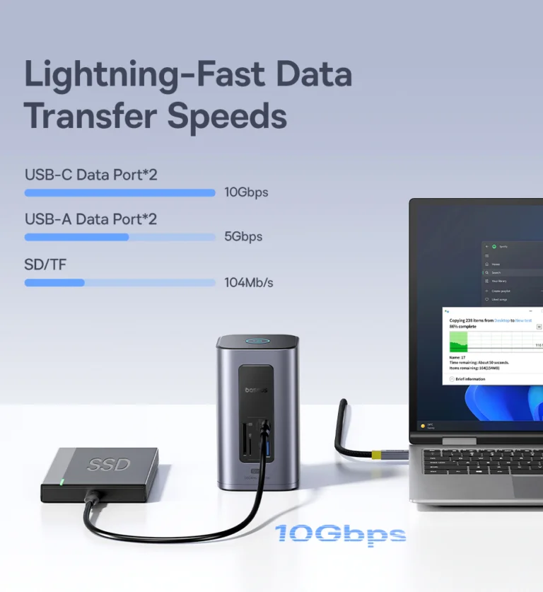 Baseus Spacemate 12 az 1-ben HUB: a fél irodát rákötheted 9