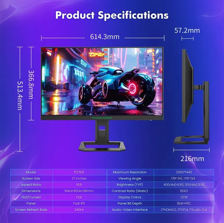 Titan Army P2710S monitor: a 2K és a 240 Hz szuper egysége 18