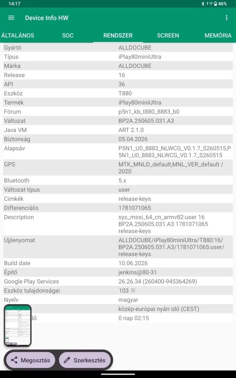 Alldocube iPlay 80 Mini Ultra tablet teszt 33