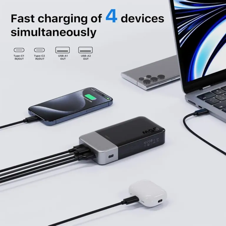 A JUOVI 65 W-os power bank laptopot is simán tölt 6