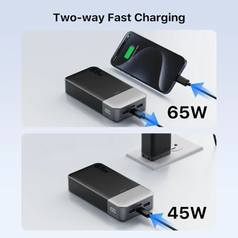 A JUOVI 65 W-os power bank laptopot is simán tölt 8