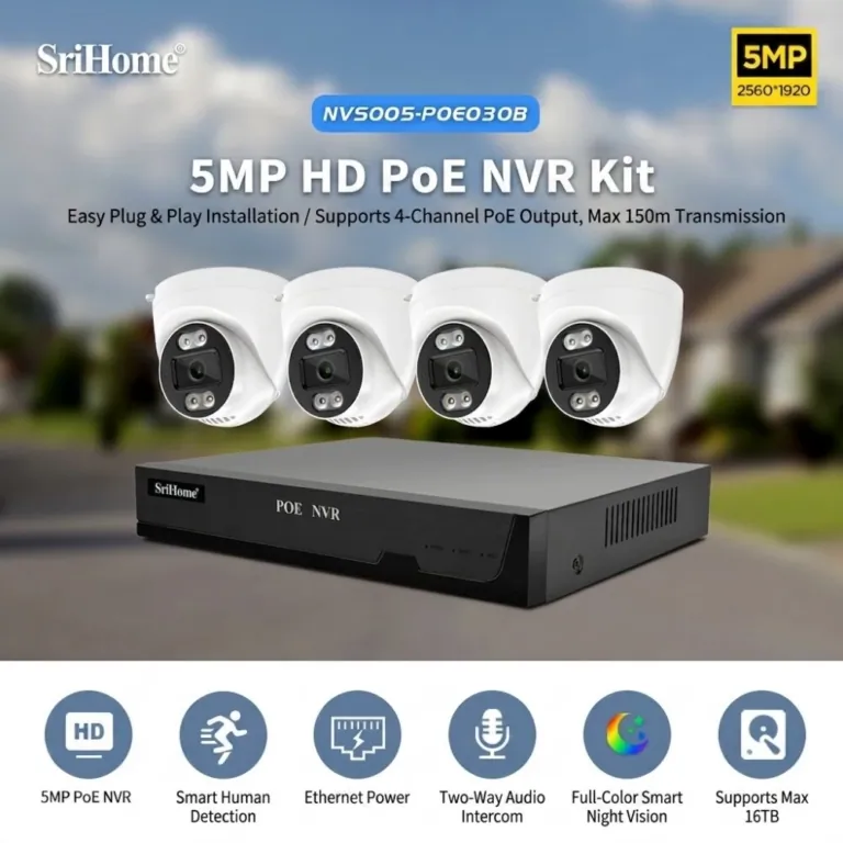 SriHome 5MP PoE kamerarendszer: éles kép éjjel is 4