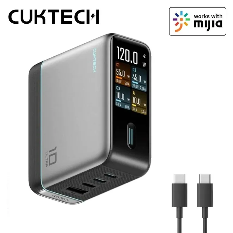 Itt a CUKTECH 10 Ultra, a 120 W-os GaN töltő kijelzővel 2