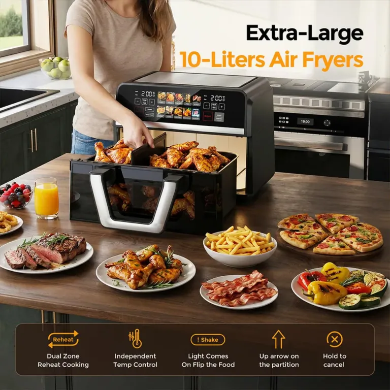 Patbrela air fryer: 10 liter, két kosár, egy vacsora 2