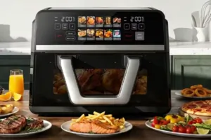 Patbrela air fryer: 10 liter, két kosár, egy vacsora