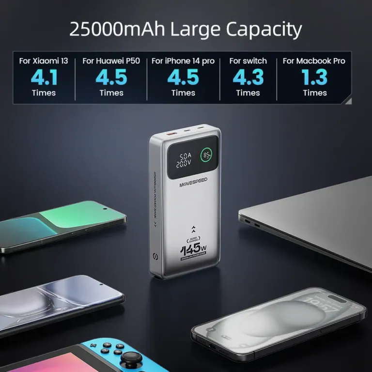 MOVESPEED M25 Pro, 140W-os power bank, ami laptopot is tölt 3